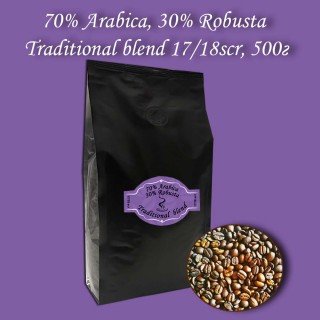 Кава зернова Traditional blend 17/18scr (Традиційний  бленд) 500г.  БЕЗКОШТОВНА ДОСТАВКА від 1кг!